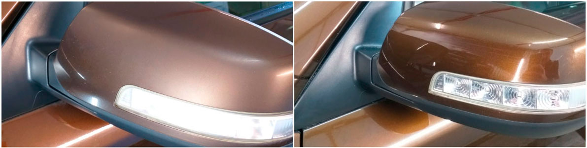 Полировка зеркала автомобиля до и после